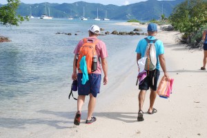 The boys carry all the miscellaneous paraphanalia down from the Bubbles