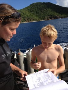 We have to sign our SCUBA paperwork in 20 places.  Have you ever seen how long it takes an 11 year old boy to write his name in script?