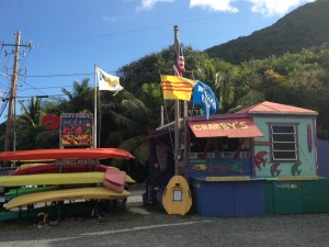 a colorful street in Coral Bay