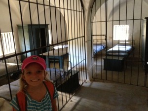 Reese checks out the soldier's quarters at the fort.