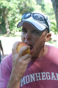 Chris takes a snack break.