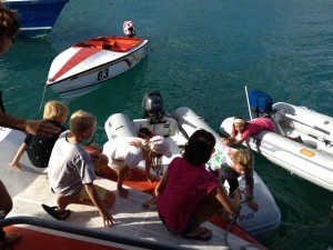 It was way more treacherous than it looks here, with all three boats bouncing around in the waves!