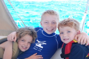 February 2011: Our first trip to the British Virgin Islands. Reese, 7, Bryson, 9, and Porter, 4.