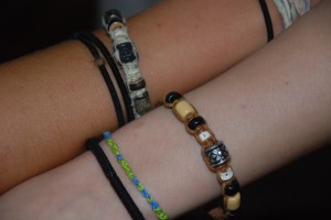 Friendship bracelets from Guadeloupe.  Reese's is a little faded from the sun!