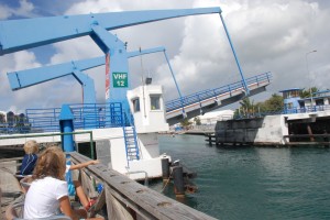 Watching the drawbridge open.