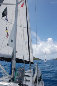 Following the Armitage charter boat to Jost Van Dyke.