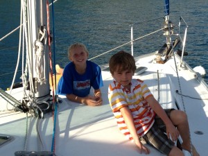 Bryson and Calan getting some foredeck time.