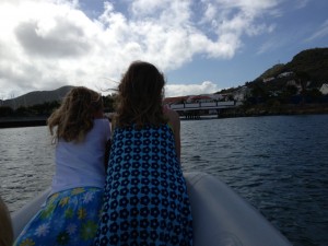 Zooming around the lagoon in the dinghy