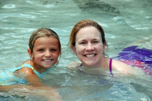 Lana and Reese swimming at The Bubbles.