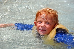 Porter is so happy he can finally get his forehead wet again.