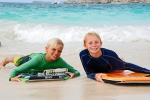 Kyle and Bryson boogie boarding all day