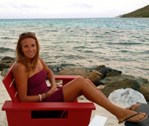 enjoying the beauty of North Sound from the tiny little beach on Saba Rock.